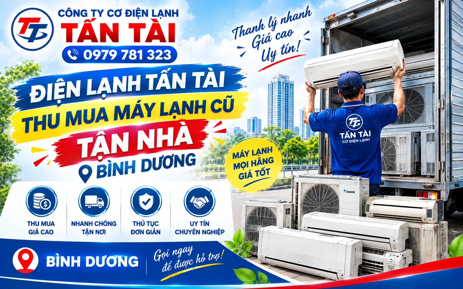 Điện Lạnh Tấn Tài thu mua máy lạnh cũ tận nhà Bình Dương