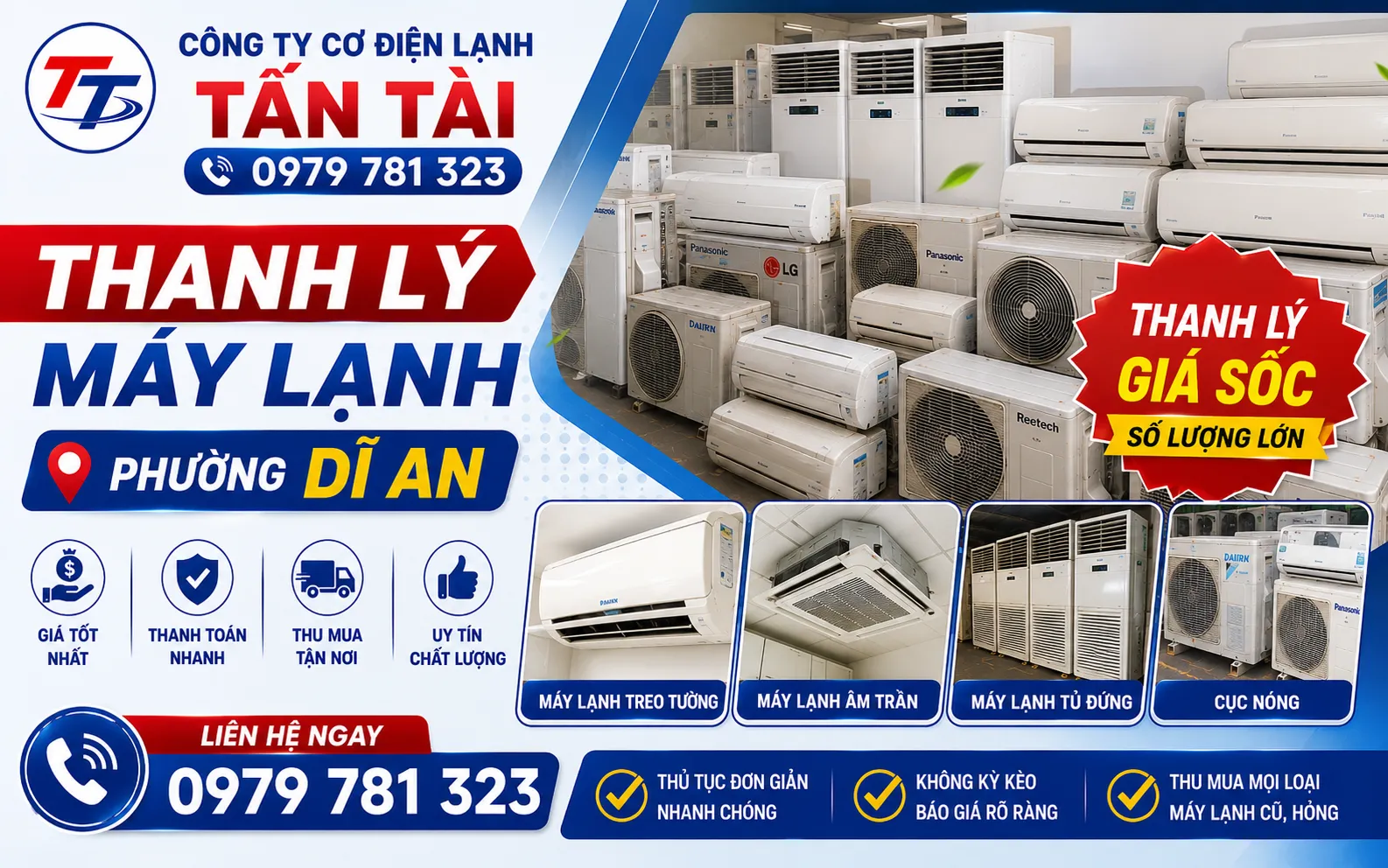 Thanh lý máy lạnh phường Dĩ An