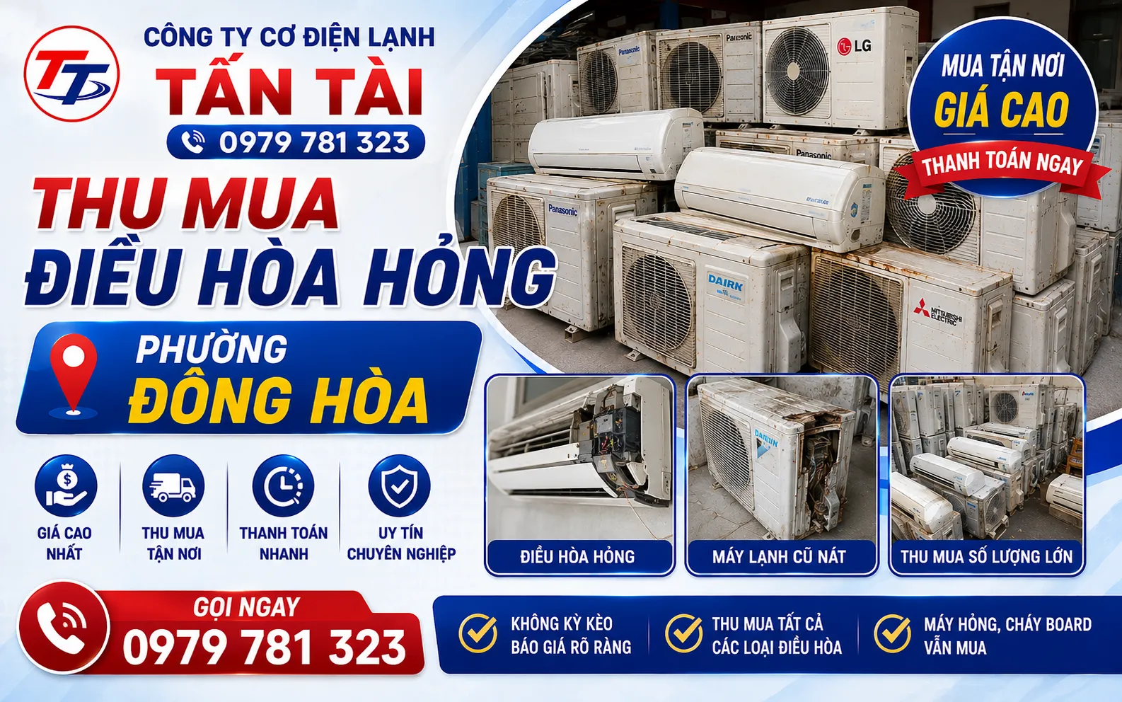 Thu mua điều hòa hỏng phường Đông Hòa