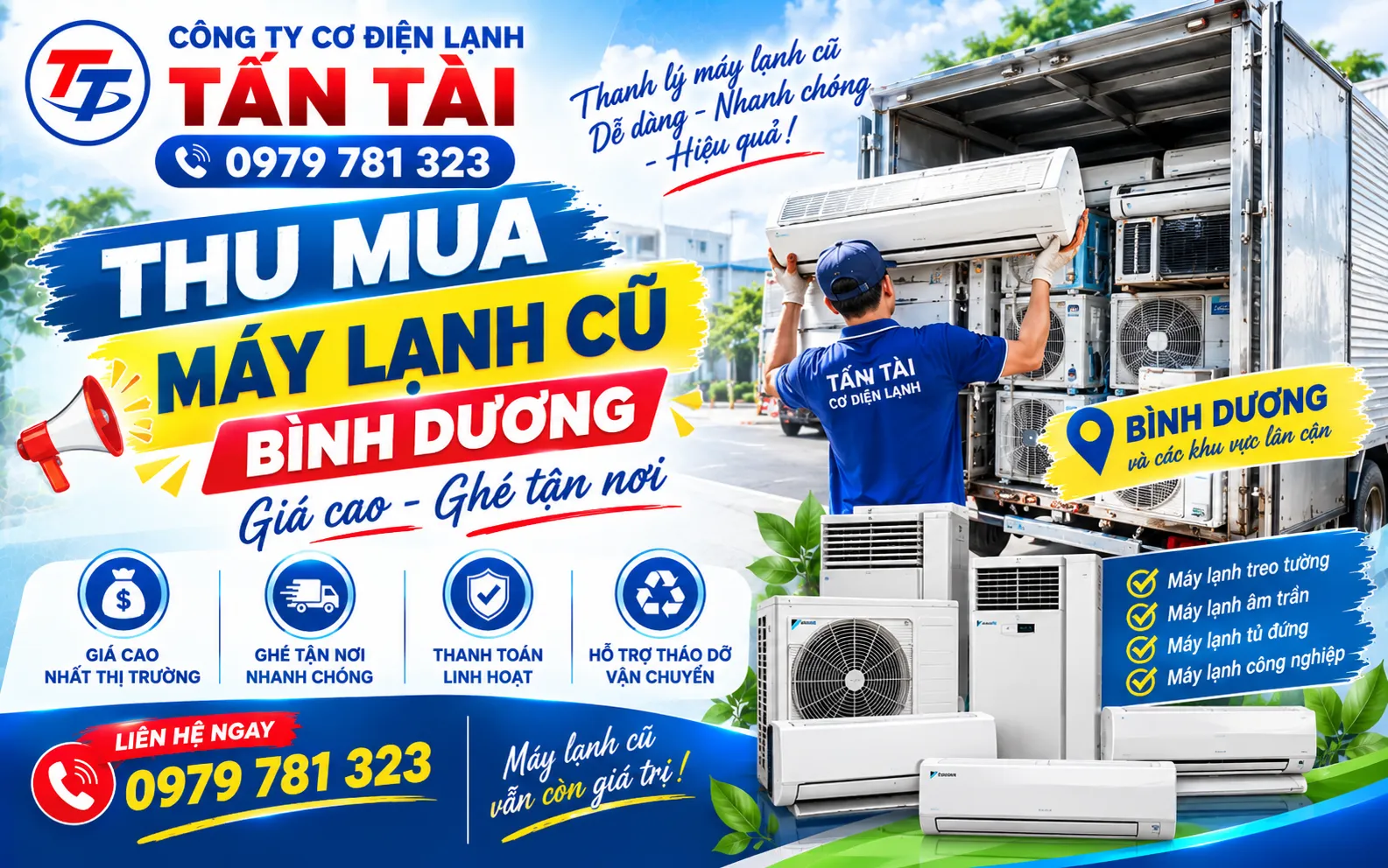 Thu mua máy lạnh cũ Bình Dương giá cao ghé tận nơi