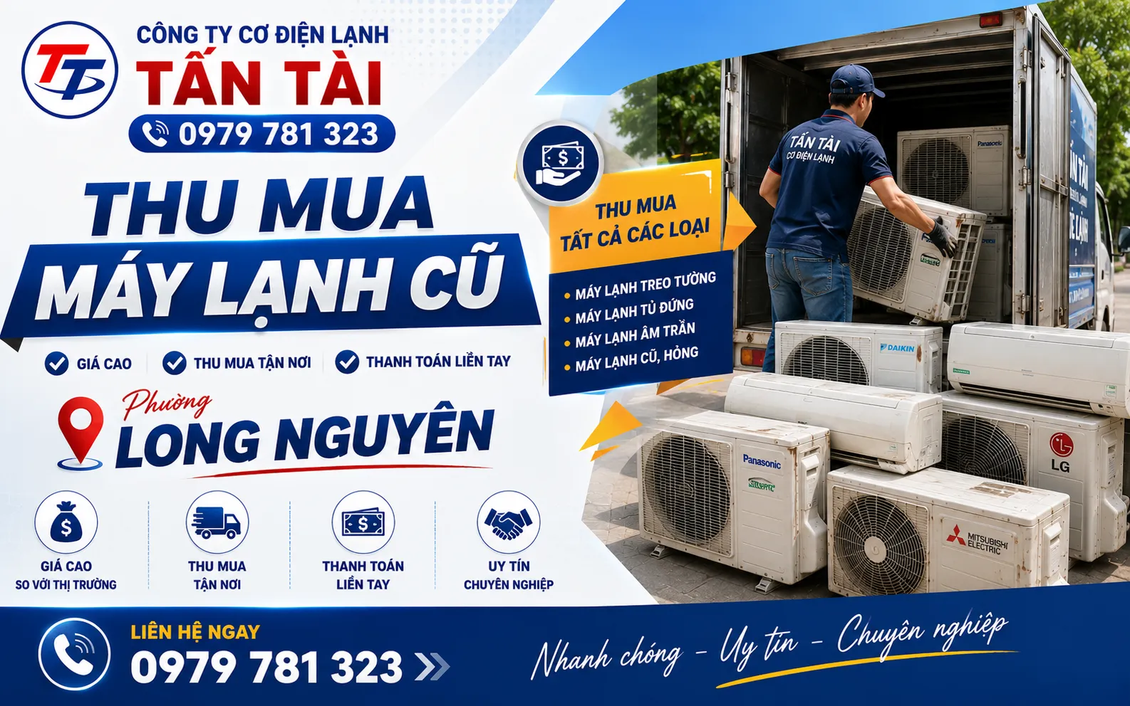 Thu mua máy lạnh cũ phường Long Nguyên