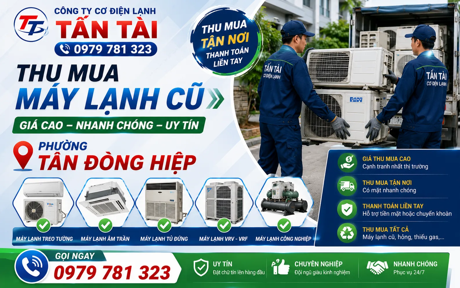 Thu mua máy lạnh cũ phường Tân Đông Hiệp